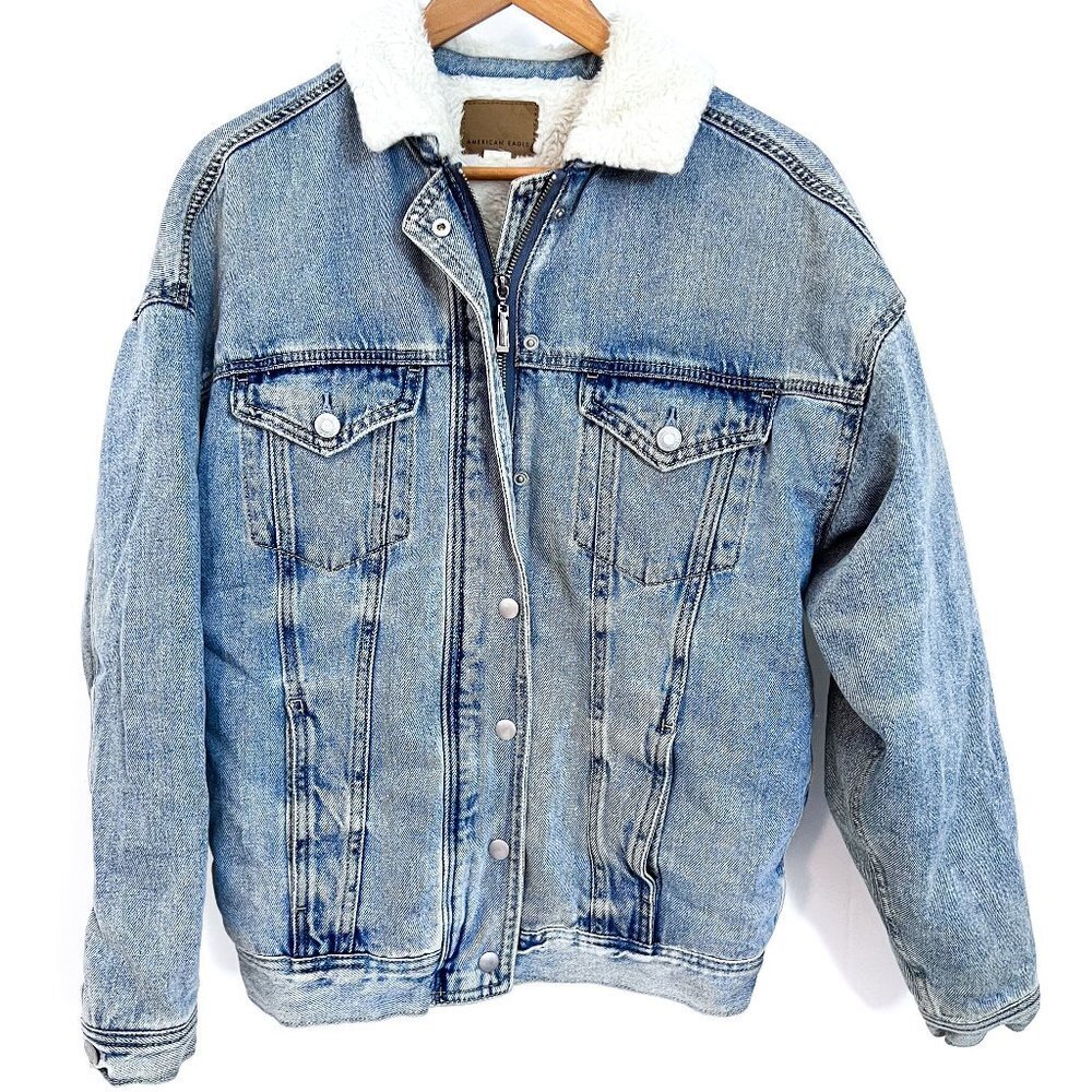 Denim Trucker Sherpa lined jacket Size Small